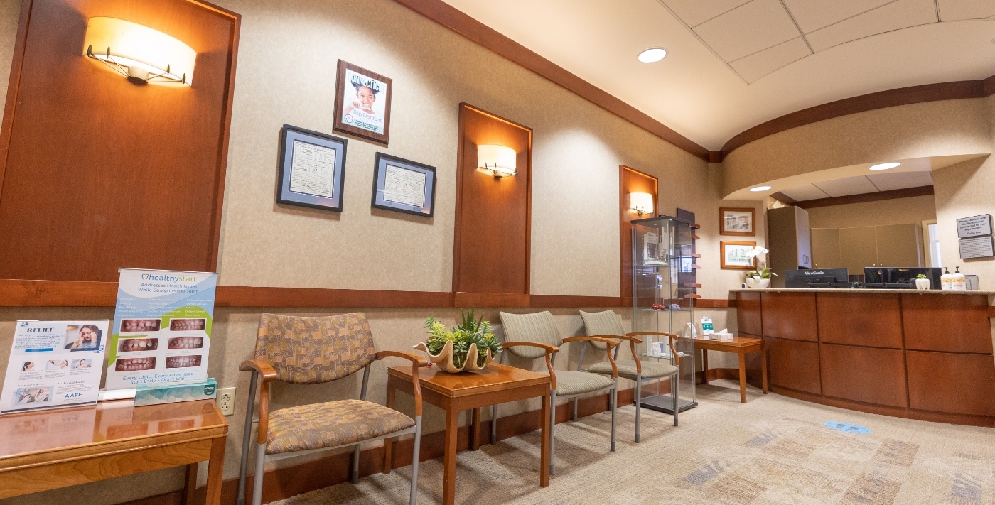 Welcoming reception area at Blue Back Dental office in West Hartford