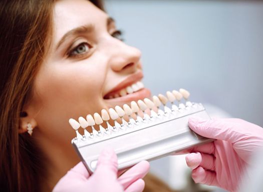 Dentist compares veneers for a patient?