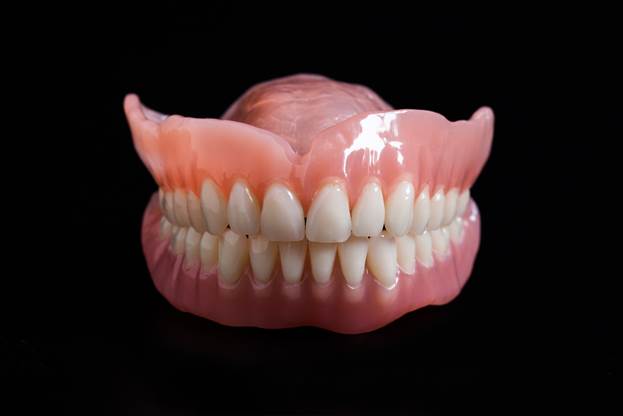 Full dentures on a table